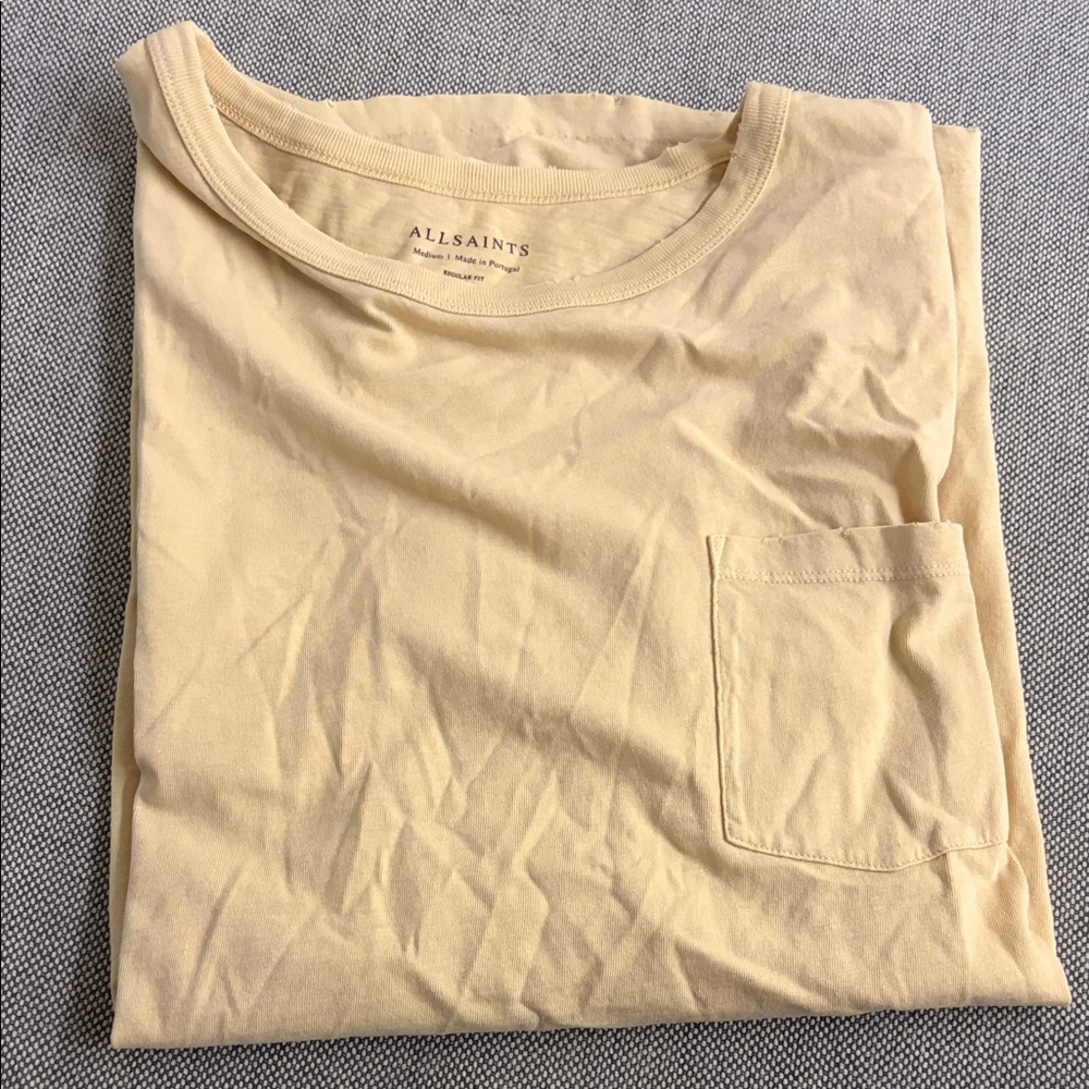 All Saints Men's Yellow T-Shirt